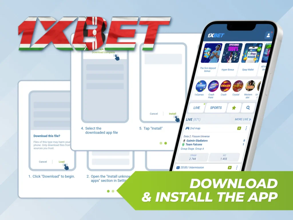 Download and install the 1xBet app for iOS and Android.
