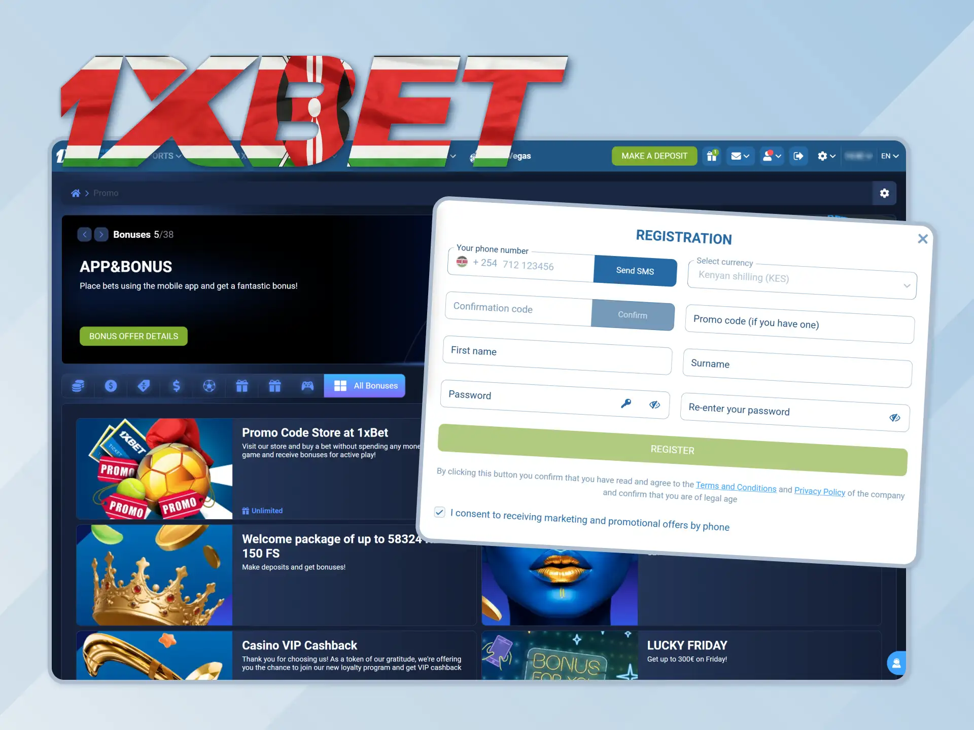 Get special promotions and bonuses from 1xBet Kenya official website.