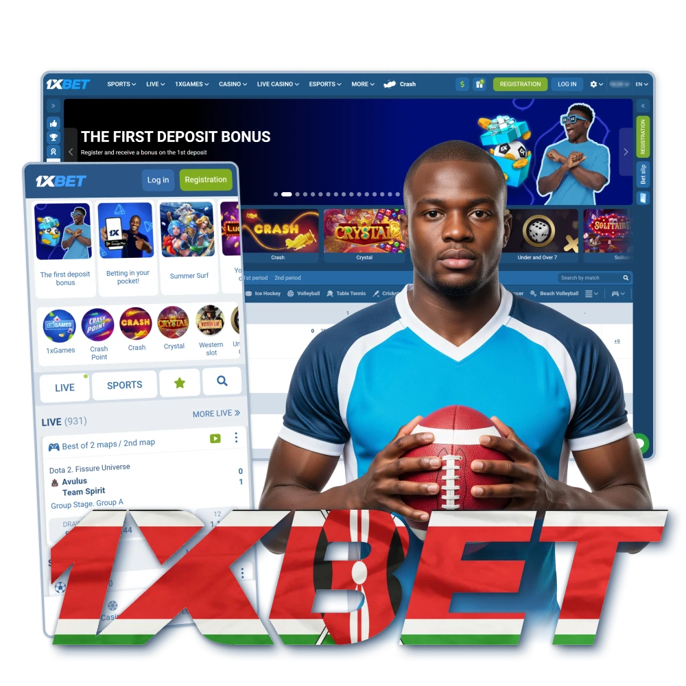 Visit casino and betting offical website 1xBet in Kenya.