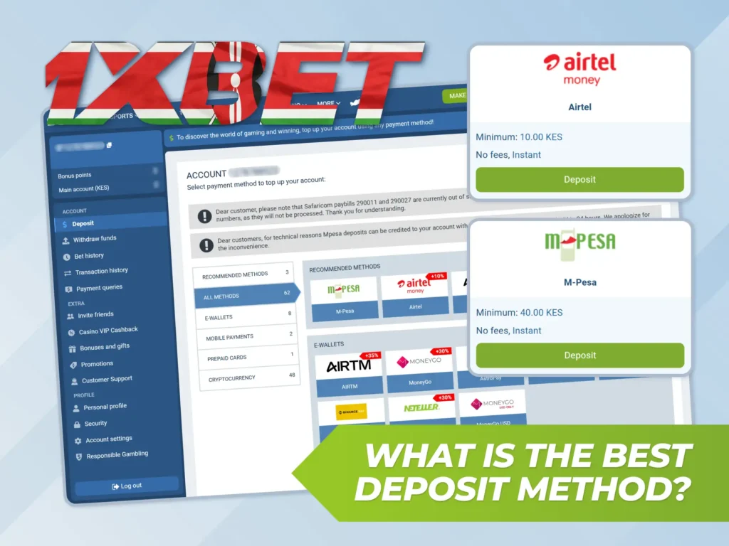 Get instant deposits and fast withdrawals on 1xBet Kenya official.