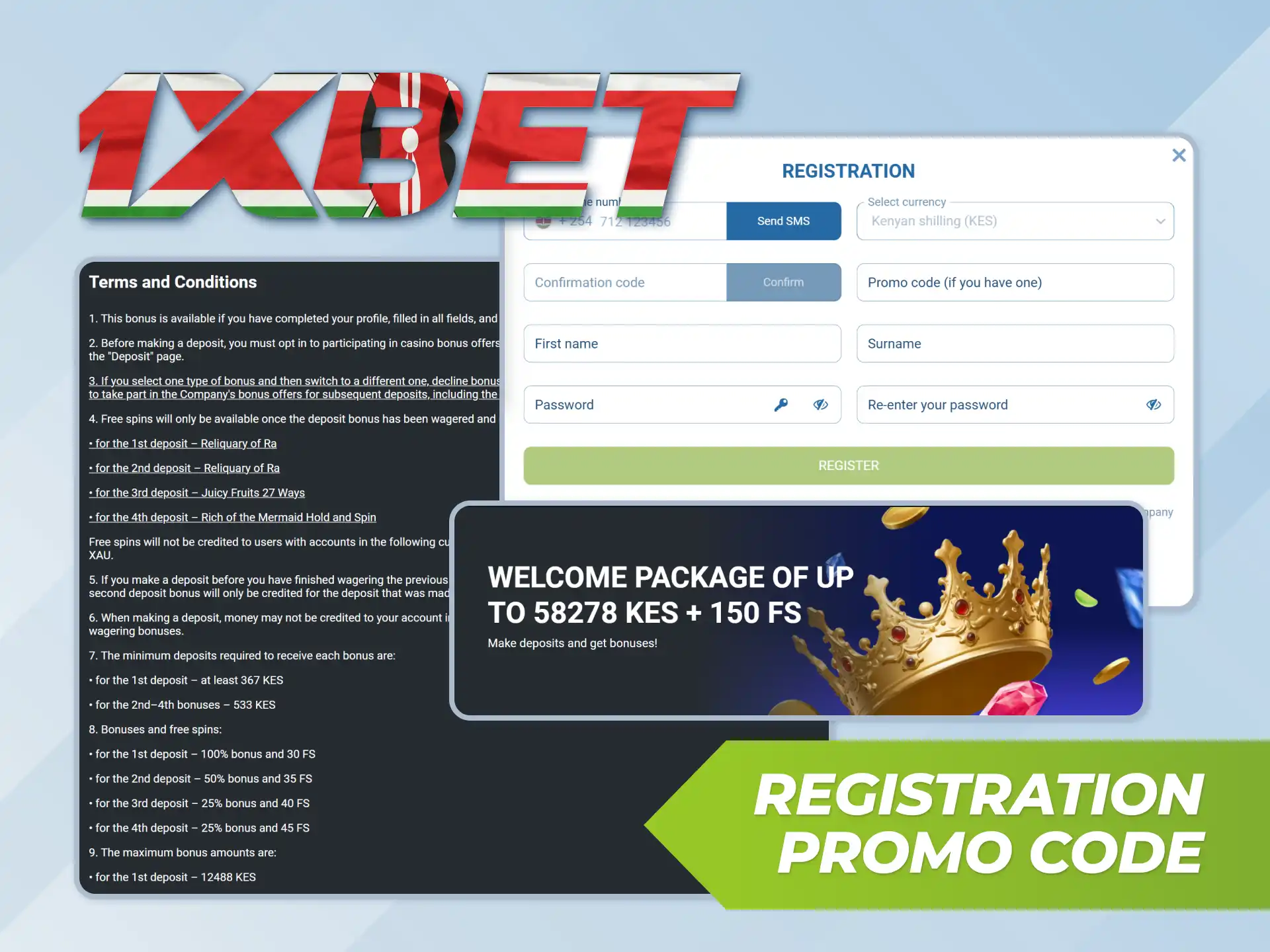 Get additional bonuses when registering on 1xBet with a code.