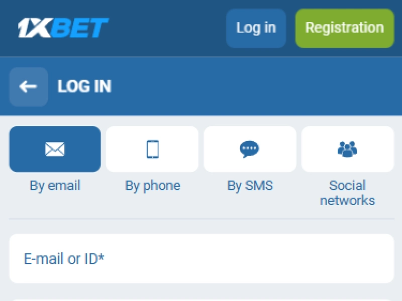 1xBet Kenya login screen for accessing betting account via website or mobile app