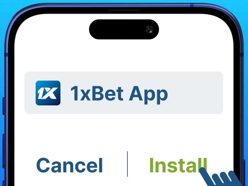 Google Play store screen with Install button for downloading 1xBet Android app