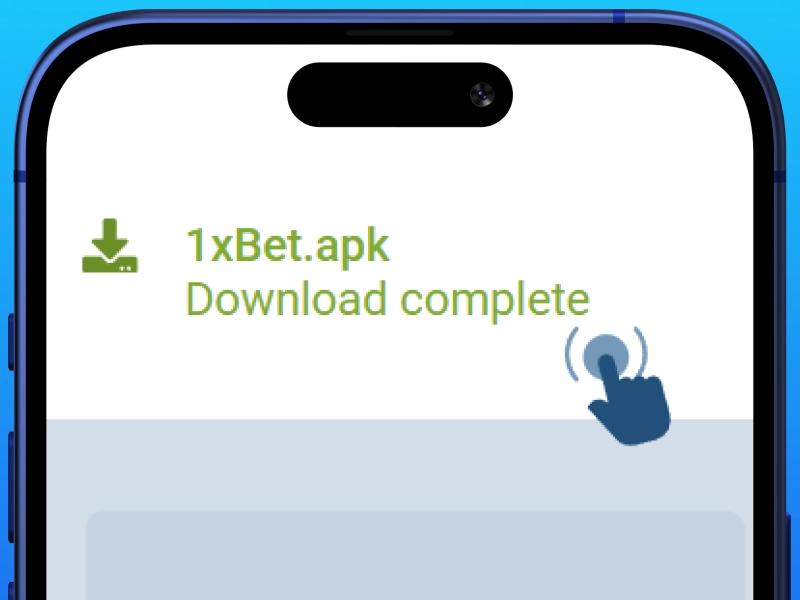 1xBet Android app installation progress screen on smartphone