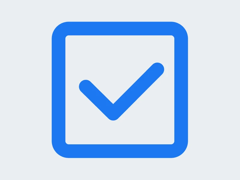 Blue check mark icon confirming successful registration on 1xBet platform