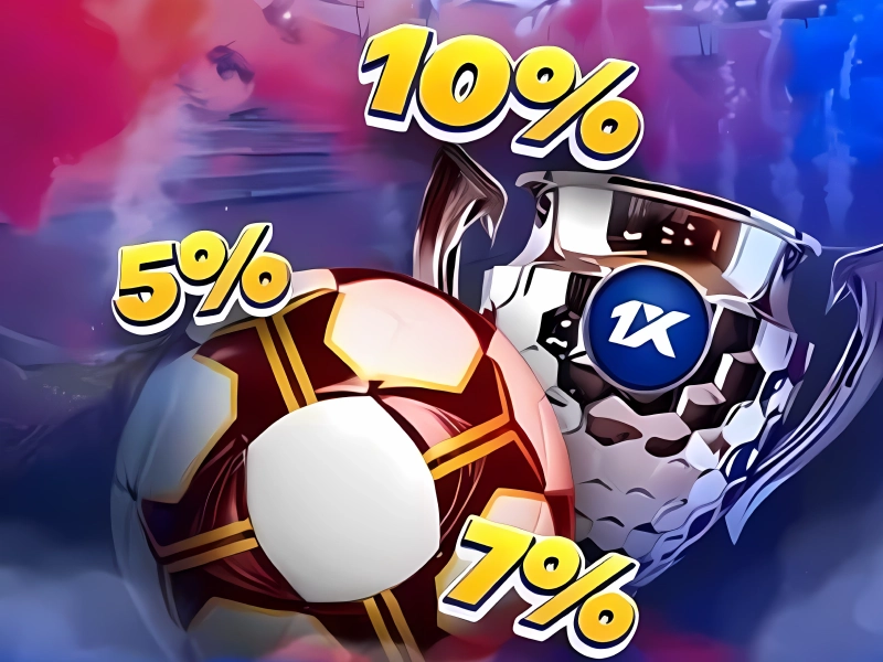 1xbet major sporting event bonuses — football, trophy, and percentage bonus highlights
